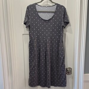 Amazon Gray Polka Dot Midi Maternity Dress Size Large